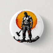 Badge Rond 2,50 Cm guerrier barbare médiéval imaginaire hummer force (Devant)