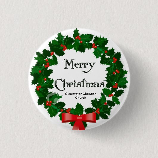 Badge Rond 2,50 Cm Guirlande de Joyeux Noël (Devant)