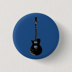 Badge Rond 2,50 Cm Guitare électrique Bleu Black Pop Art