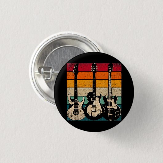 Badge Rond 2,50 Cm Guitare rétro (Devant & derrière)