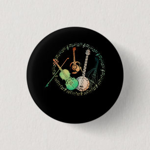 Badge Rond 2,50 Cm Guitares Banjos Fiddle Mandolin Musique de noeud c