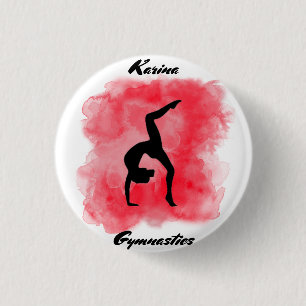 Badge Rond 2,50 Cm Gymnastique Aquarelle Splash Personnalisé