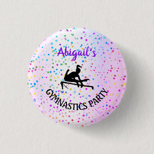 Badge Rond 2,50 Cm Gymnastique Couleur et Étoiles partout
