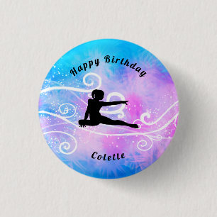 Badge Rond 2,50 Cm Gymnastique / Danse Joyeux Anniversaire Custom Swi