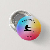 Badge Rond 2,50 Cm Gymnastique / Danse Joyeux Anniversaire Rainbow Bu (Devant & derrière)