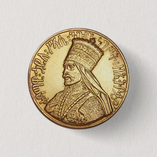 Badge Rond 2,50 Cm Haile Selassie Empire d'Ethiopie Rastafari Button