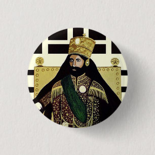 Badge Rond 2,50 Cm Haile Selassie Empire d'Ethiopie Rastafari Button