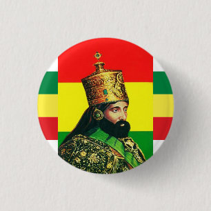 Badge Rond 2,50 Cm Haile Selassie I Jah Rastafari Rasta Reggae Roots