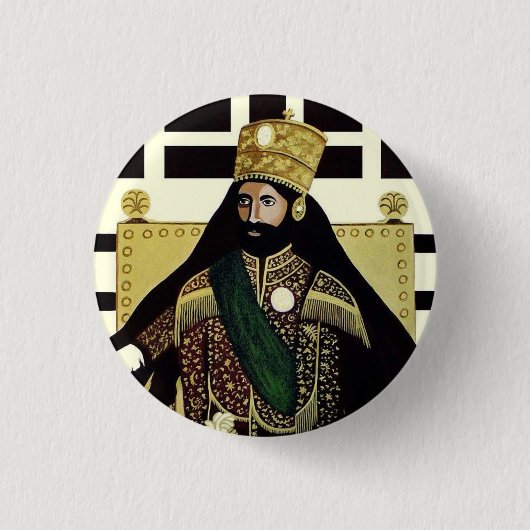 Badge Rond 2,50 Cm Haile Selassie I Jah Rastafari Reggae Rasta Button (Devant)