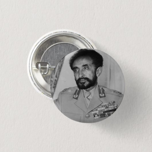 Badge Rond 2,50 Cm Haile Selassie - Jah - Messie - Bouton Rastafari (Devant & derrière)