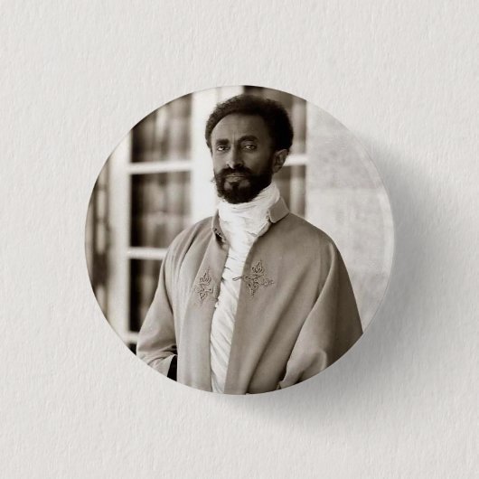 Badge Rond 2,50 Cm Haile Selassie - Jah - Messie - Bouton Rastafari (Devant)