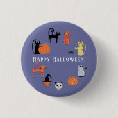 Badge Rond 2,50 Cm Halloween Chat Éffrayant (Devant)