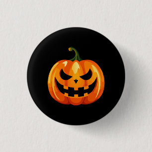 Badge Rond 2,50 Cm Halloween Citrouille face effrayant