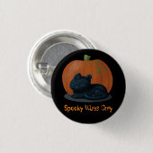 Badge Rond 2,50 Cm Halloween éffrayante Vibes Chat (Devant & derrière)