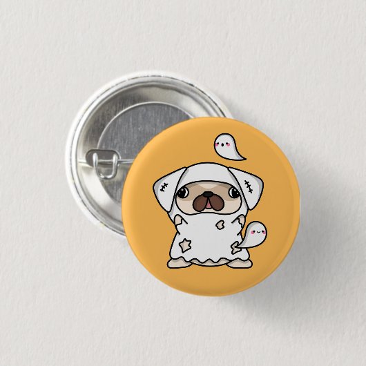 Badge Rond 2,50 Cm Halloween Ghost Dog (Devant & derrière)