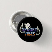 Badge Rond 2,50 Cm Halloween Ghost Vibes Éffrayant Typographie Lettra (Devant & derrière)