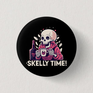 Badge Rond 2,50 Cm halloween mais c'est l'heure de skelly