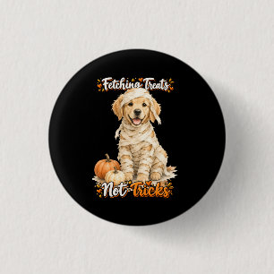 Badge Rond 2,50 Cm Halloween Mignon Retriever Golden Momie Tours Noir