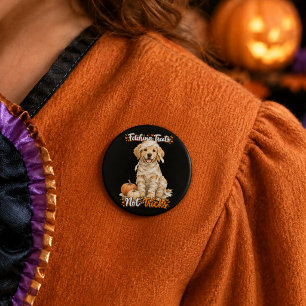 Badge Rond 2,50 Cm Halloween Mignon Retriever Golden Momie Tours Noir