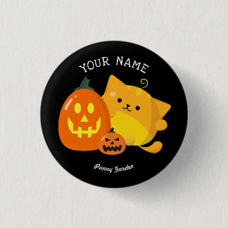 Badge Rond 2,50 Cm Halloween personnalisable - chat de citrouille