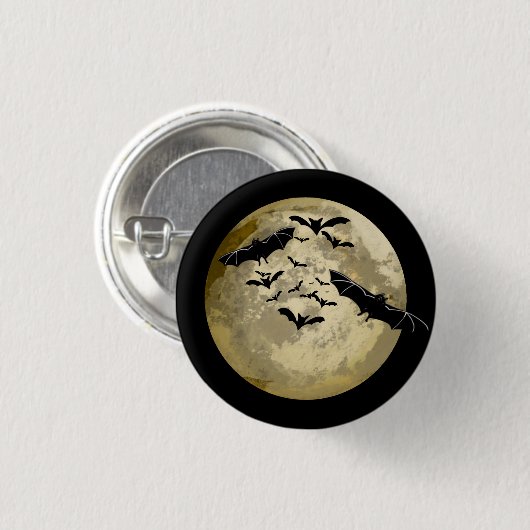 Badge Rond 2,50 Cm Halloween Pleine lune De Récolte Et Bateaux De Vol (Devant & derrière)