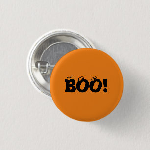 Badge Rond 2,50 Cm Halloween Scary Boo ! globes oculaires noir orange