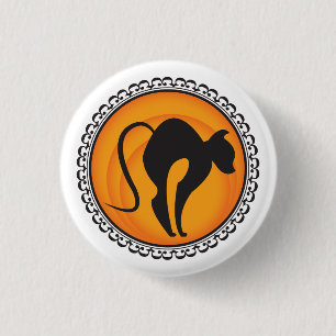 Badge Rond 2,50 Cm Halloween silhouette l'insigne de chat