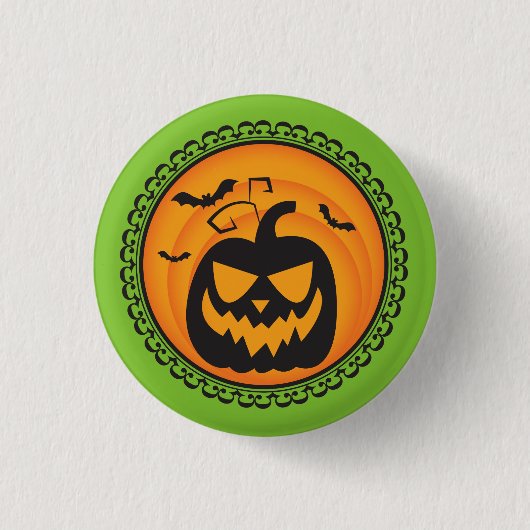 Badge Rond 2,50 Cm Halloween silhouette l'insigne de citrouille (Devant)