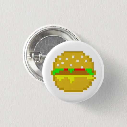 Badge Rond 2,50 Cm Hamburger de 8 bits (Devant & derrière)