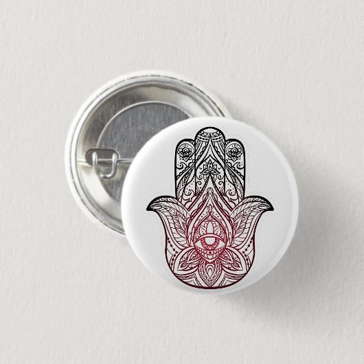 Badge Rond 2,50 Cm Hamsa avec motif boho (Devant & derrière)