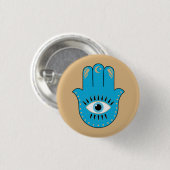 Badge Rond 2,50 Cm Hamsa main Grec mal Oeil bleu (Devant & derrière)