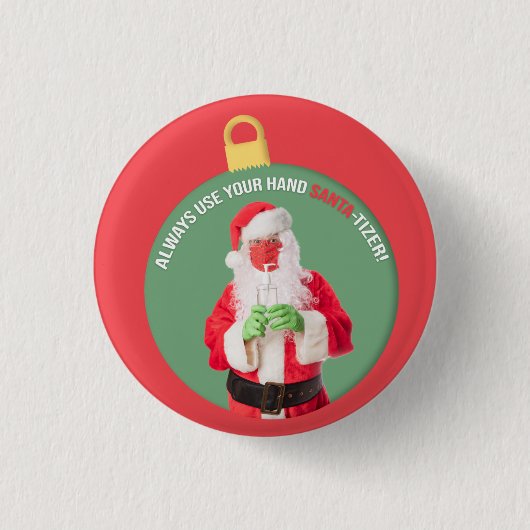 Badge Rond 2,50 Cm Hand SANTA-tizer Santa Claus 2020 (Devant)