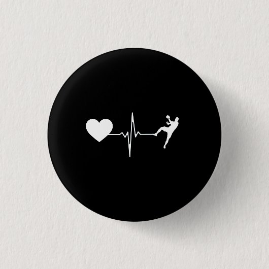 Badge Rond 2,50 Cm Handball Handball Player Hearbeat (Devant)