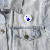 Badge Rond 2,50 Cm Handprint bleu (En situation)