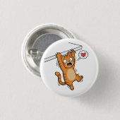 Badge Rond 2,50 Cm Hanging Cat Panic Button (Devant & derrière)