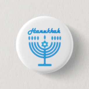 Badge Rond 2,50 Cm Hanukkiah Happy Hanoukka Juive Fête Menorah