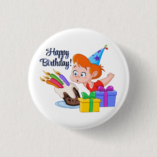 Badge Rond 2,50 Cm Happy Birthday 