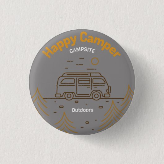 Badge Rond 2,50 Cm Happy Camper (Devant)