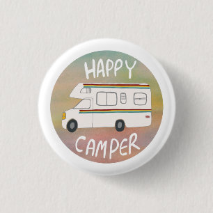 Badge Rond 2,50 Cm Happy Camper Rainbow RV Sunset Motorhome RV