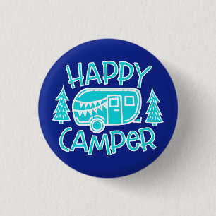 Badge Rond 2,50 Cm Happy Camper RV Life Summer Motorhome Voyage