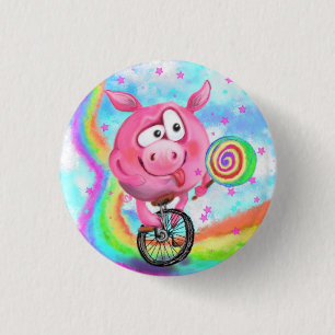 Badge Rond 2,50 Cm Happy Circus Acrobat Piggy Cyclist Button