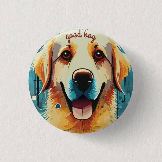 Badge Rond 2,50 Cm Happy Golden Retriever (Devant)