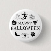 Badge Rond 2,50 Cm Happy Halloween noir blanc costume éffrayant (Devant)