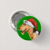 Badge Rond 2,50 Cm Happy Howliday Airedale (Devant & derrière)