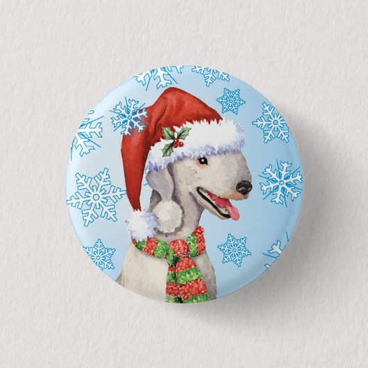 Badge Rond 2,50 Cm Happy Howlidays Bedlington Terrier Button (Devant)