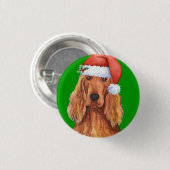 Badge Rond 2,50 Cm Happy Howlidays Irish Setter (Devant & derrière)