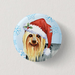 Badge Rond 2,50 Cm Happy Howlidays Silky Terrier