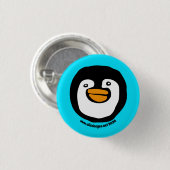 Badge Rond 2,50 Cm Happy Penguin Turquoise (Devant & derrière)