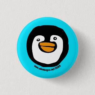 Badge Rond 2,50 Cm Happy Penguin Turquoise