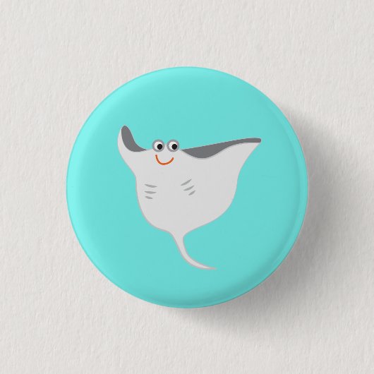 Badge Rond 2,50 Cm Happy Stingray (Devant)